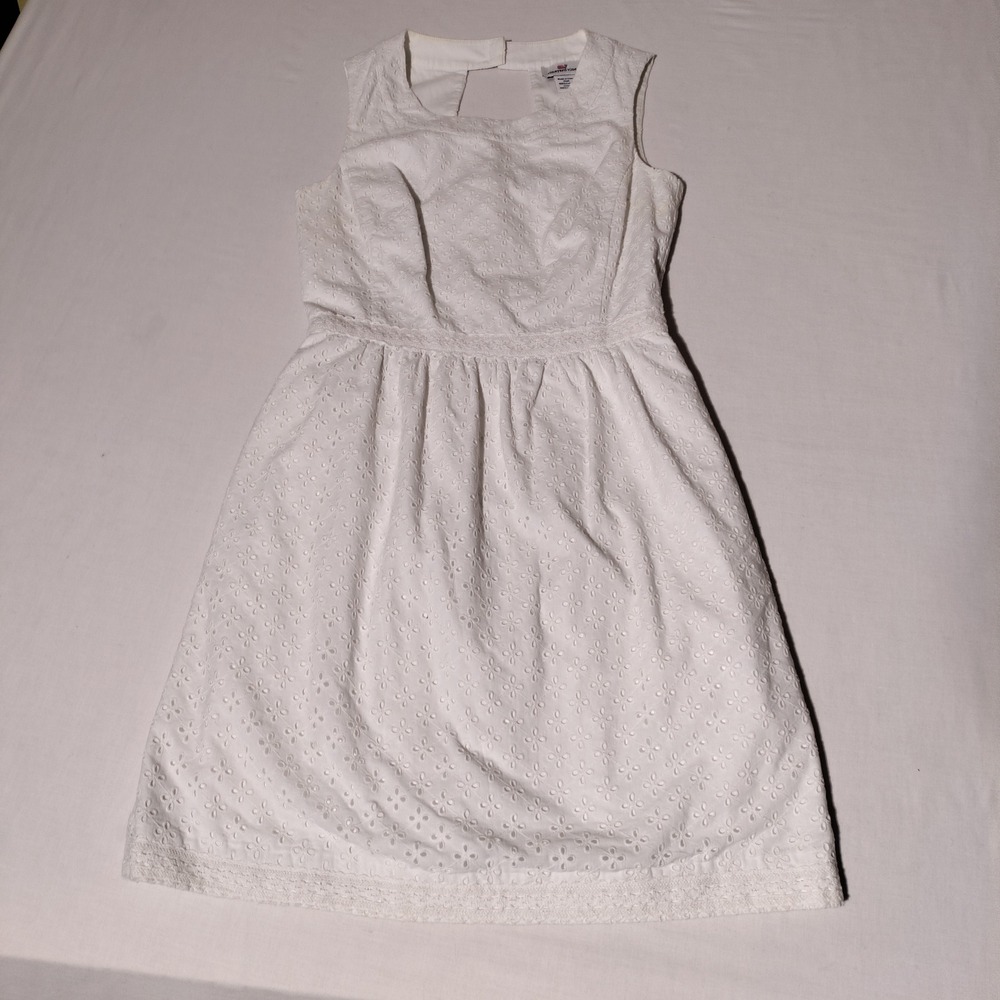 Vineyard Vines White Eyelet Lace Trim Dress Size 0 Sleeveless - Imperfect